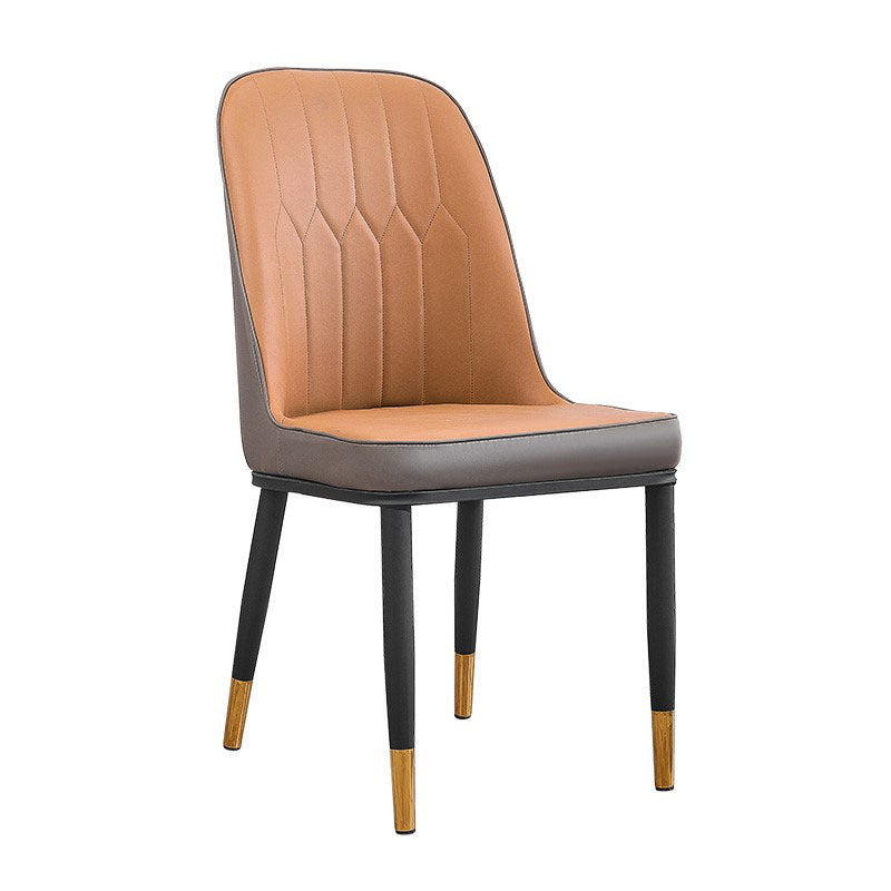 Modern Style Metal Armless Chair Faux Leather Side Chair for Dining Room Clearhalo 'Dining Chairs' 'Dining Tables & Seating' 'dining_chair' 'furn' 'furn_dining_chair' 'Furniture' 'furniture_dining_chair' 'Kitchen & Dining Furniture' 4832355