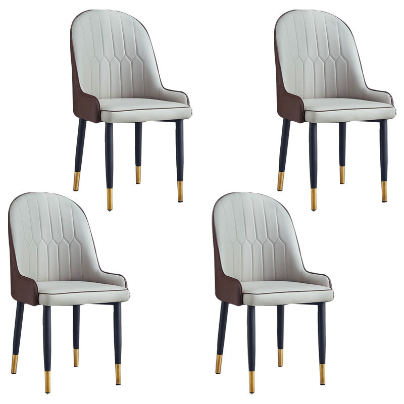 Modern Style Metal Armless Chair Faux Leather Side Chair for Dining Room Gray-Brown 4 Piece Set Clearhalo 'Dining Chairs' 'Dining Tables & Seating' 'dining_chair' 'furn' 'furn_dining_chair' 'Furniture' 'furniture_dining_chair' 'Kitchen & Dining Furniture' 4832357