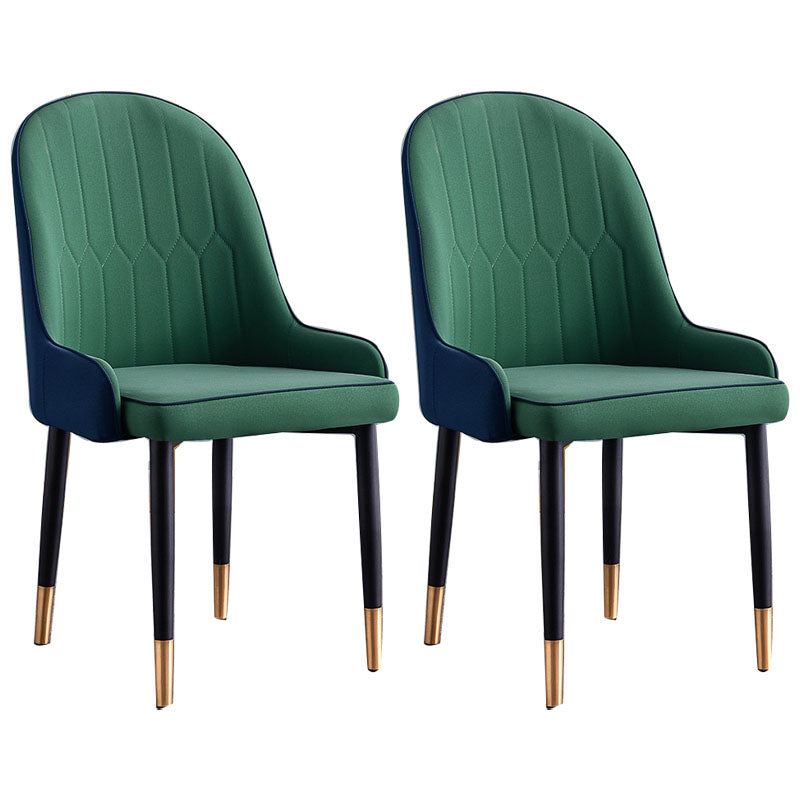 Modern Style Metal Armless Chair Faux Leather Side Chair for Dining Room Green-Blue 2 Piece Set Clearhalo 'Dining Chairs' 'Dining Tables & Seating' 'dining_chair' 'furn' 'furn_dining_chair' 'Furniture' 'furniture_dining_chair' 'Kitchen & Dining Furniture' 4832368