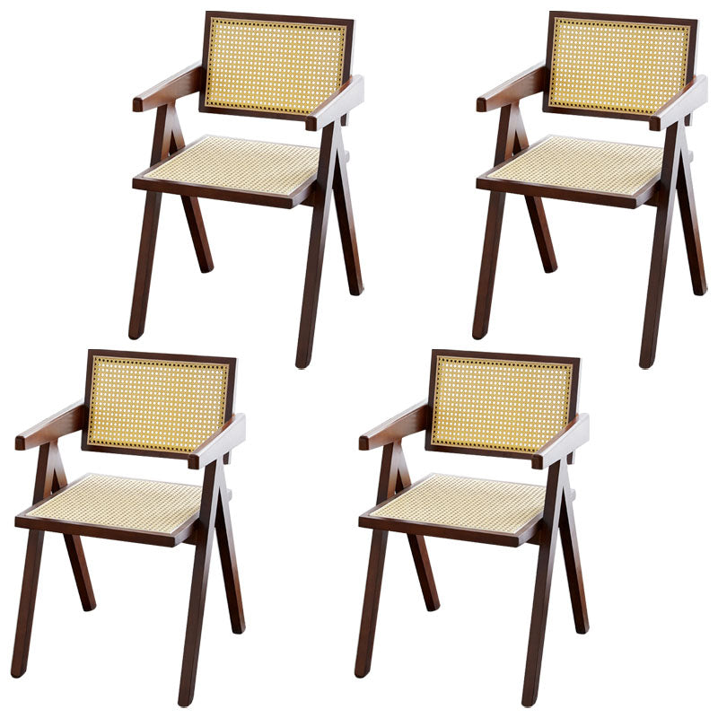Modern Home Dining Arm Chair Rubberwood Open Back Dining Side Chair Walnut 4 Piece Set Clearhalo 'Dining Chairs' 'Dining Tables & Seating' 'dining_chair' 'furn' 'furn_dining_chair' 'Furniture' 'furniture_dining_chair' 'Kitchen & Dining Furniture' 4832402