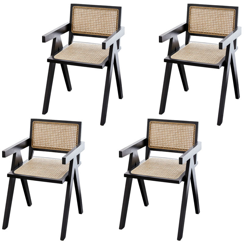 Modern Home Dining Arm Chair Rubberwood Open Back Dining Side Chair Gloss Black 4 Piece Set Clearhalo 'Dining Chairs' 'Dining Tables & Seating' 'dining_chair' 'furn' 'furn_dining_chair' 'Furniture' 'furniture_dining_chair' 'Kitchen & Dining Furniture' 4832409