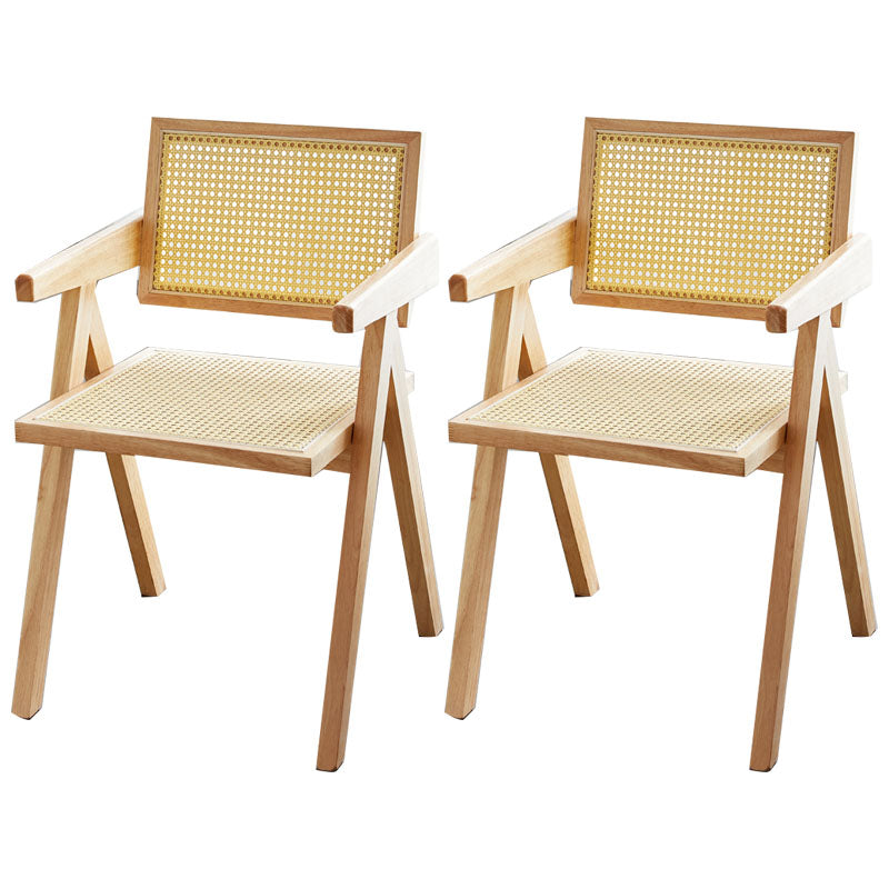 Modern Home Dining Arm Chair Rubberwood Open Back Dining Side Chair Natural Wood White 2 Piece Set Clearhalo 'Dining Chairs' 'Dining Tables & Seating' 'dining_chair' 'furn' 'furn_dining_chair' 'Furniture' 'furniture_dining_chair' 'Kitchen & Dining Furniture' 4832418