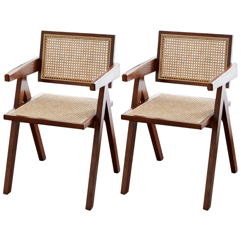 Modern Home Dining Arm Chair Rubberwood Open Back Dining Side Chair Walnut White 2 Piece Set Clearhalo 'Dining Chairs' 'Dining Tables & Seating' 'dining_chair' 'furn' 'furn_dining_chair' 'Furniture' 'furniture_dining_chair' 'Kitchen & Dining Furniture' 4832431