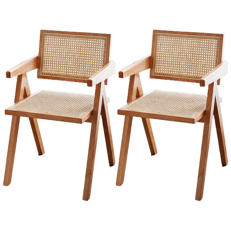 Modern Home Dining Arm Chair Rubberwood Open Back Dining Side Chair Light Wood 2 Piece Set Clearhalo 'Dining Chairs' 'Dining Tables & Seating' 'dining_chair' 'furn' 'furn_dining_chair' 'Furniture' 'furniture_dining_chair' 'Kitchen & Dining Furniture' 4832437