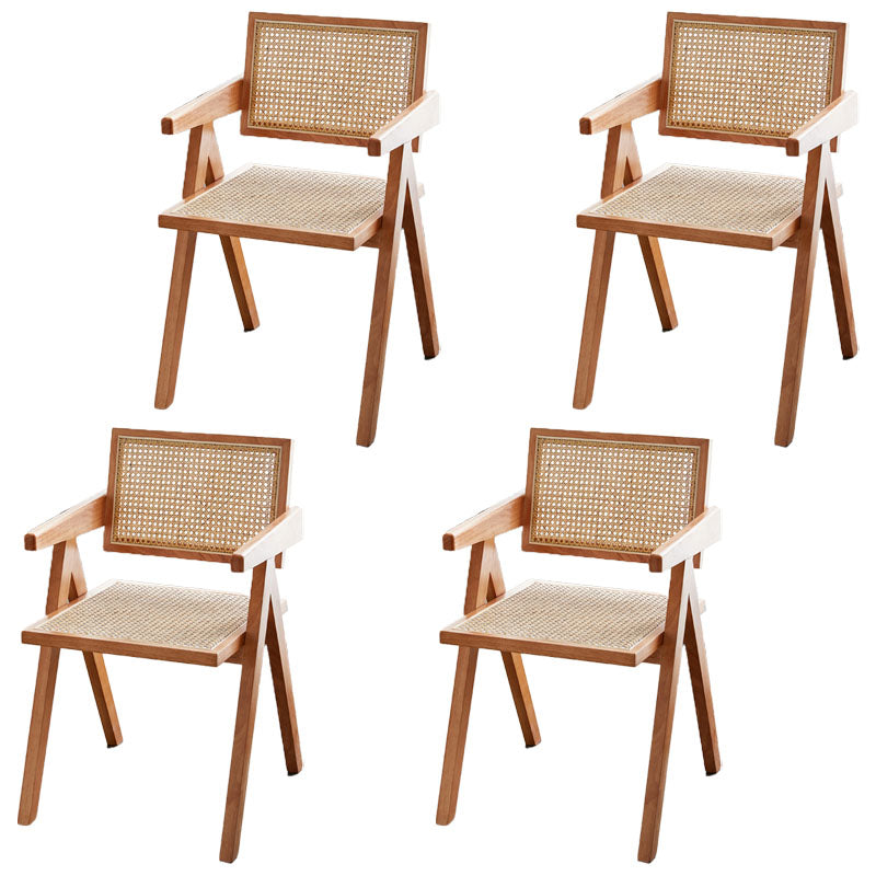 Modern Home Dining Arm Chair Rubberwood Open Back Dining Side Chair Light Wood 4 Piece Set Clearhalo 'Dining Chairs' 'Dining Tables & Seating' 'dining_chair' 'furn' 'furn_dining_chair' 'Furniture' 'furniture_dining_chair' 'Kitchen & Dining Furniture' 4832438