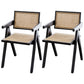 Modern Home Dining Arm Chair Rubberwood Open Back Dining Side Chair Matte Black 2 Piece Set Clearhalo 'Dining Chairs' 'Dining Tables & Seating' 'dining_chair' 'furn' 'furn_dining_chair' 'Furniture' 'furniture_dining_chair' 'Kitchen & Dining Furniture' 4832440
