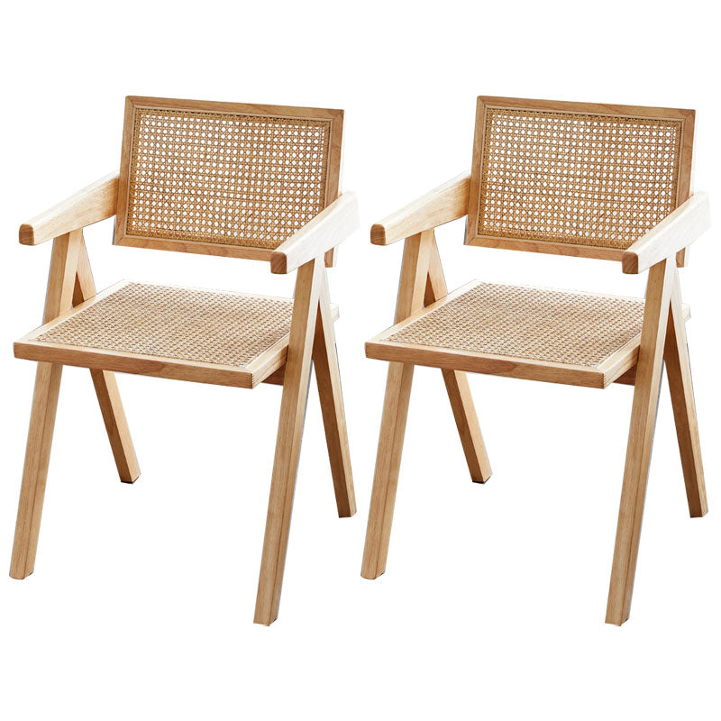 Modern Home Dining Arm Chair Rubberwood Open Back Dining Side Chair Wood 2 Piece Set Clearhalo 'Dining Chairs' 'Dining Tables & Seating' 'dining_chair' 'furn' 'furn_dining_chair' 'Furniture' 'furniture_dining_chair' 'Kitchen & Dining Furniture' 4832443