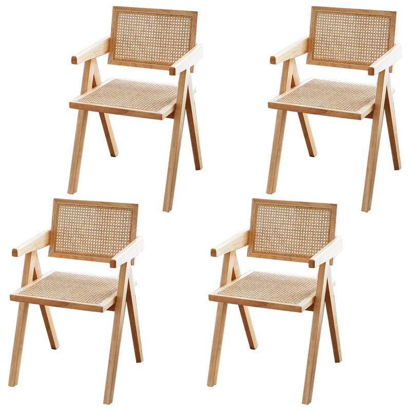 Modern Home Dining Arm Chair Rubberwood Open Back Dining Side Chair Wood 4 Piece Set Clearhalo 'Dining Chairs' 'Dining Tables & Seating' 'dining_chair' 'furn' 'furn_dining_chair' 'Furniture' 'furniture_dining_chair' 'Kitchen & Dining Furniture' 4832444