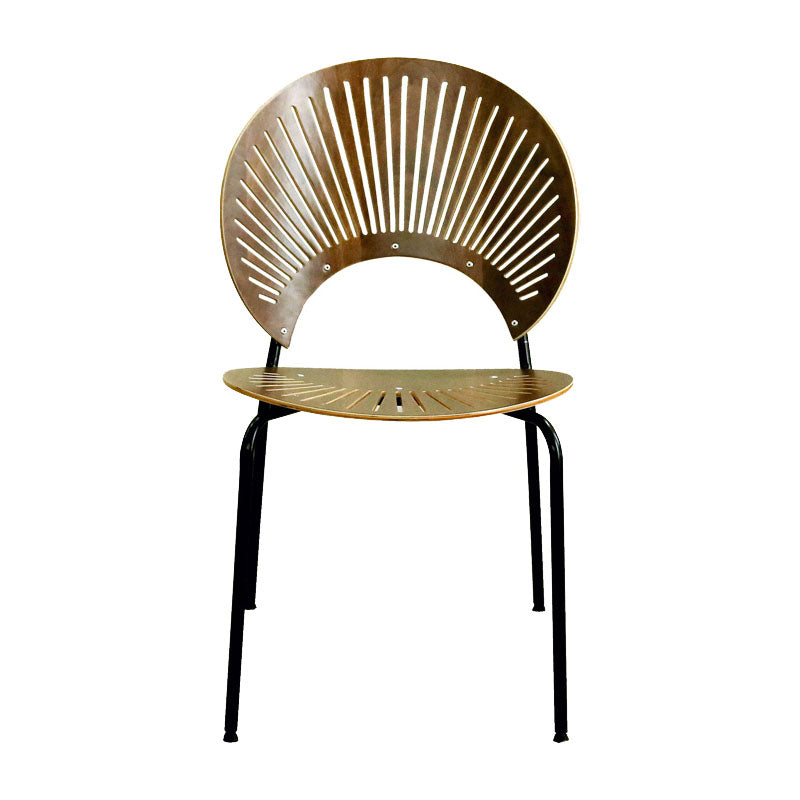 Metal Dining Room Chair Open Back Dining Side Black and Silver Chair Walnut 1 Piece Clearhalo 'Dining Chairs' 'Dining Tables & Seating' 'dining_chair' 'furn' 'furn_dining_chair' 'Furniture' 'furniture_dining_chair' 'Kitchen & Dining Furniture' 4832447