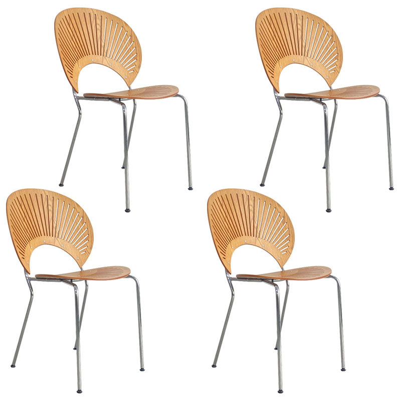 Metal Dining Room Chair Open Back Dining Side Black and Silver Chair Yellow 4 Piece Set Clearhalo 'Dining Chairs' 'Dining Tables & Seating' 'dining_chair' 'furn' 'furn_dining_chair' 'Furniture' 'furniture_dining_chair' 'Kitchen & Dining Furniture' 4832456