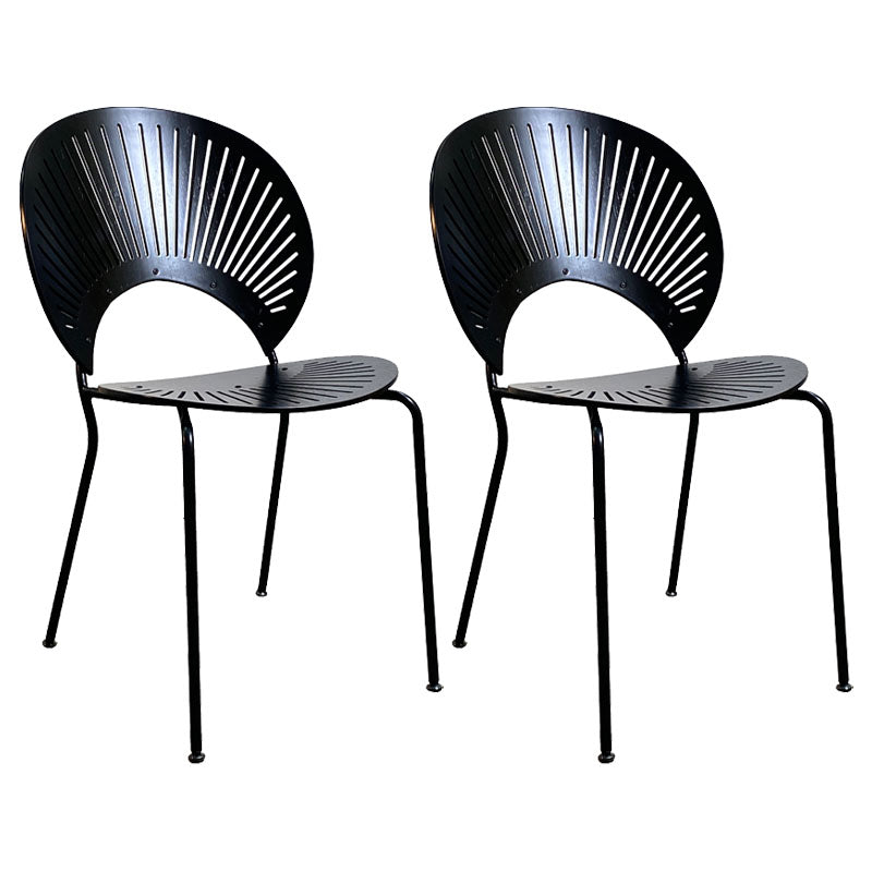Metal Dining Room Chair Open Back Dining Side Black and Silver Chair Black 2 Piece Set Clearhalo 'Dining Chairs' 'Dining Tables & Seating' 'dining_chair' 'furn' 'furn_dining_chair' 'Furniture' 'furniture_dining_chair' 'Kitchen & Dining Furniture' 4832461