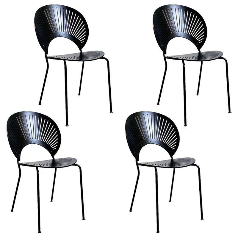 Metal Dining Room Chair Open Back Dining Side Black and Silver Chair Black 4 Piece Set Clearhalo 'Dining Chairs' 'Dining Tables & Seating' 'dining_chair' 'furn' 'furn_dining_chair' 'Furniture' 'furniture_dining_chair' 'Kitchen & Dining Furniture' 4832462
