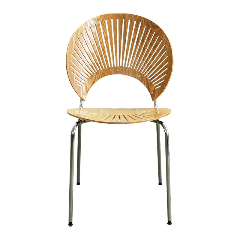 Metal Dining Room Chair Open Back Dining Side Black and Silver Chair Wood 1 Piece Clearhalo 'Dining Chairs' 'Dining Tables & Seating' 'dining_chair' 'furn' 'furn_dining_chair' 'Furniture' 'furniture_dining_chair' 'Kitchen & Dining Furniture' 4832464