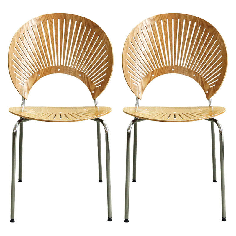 Metal Dining Room Chair Open Back Dining Side Black and Silver Chair Wood 2 Piece Set Clearhalo 'Dining Chairs' 'Dining Tables & Seating' 'dining_chair' 'furn' 'furn_dining_chair' 'Furniture' 'furniture_dining_chair' 'Kitchen & Dining Furniture' 4832465