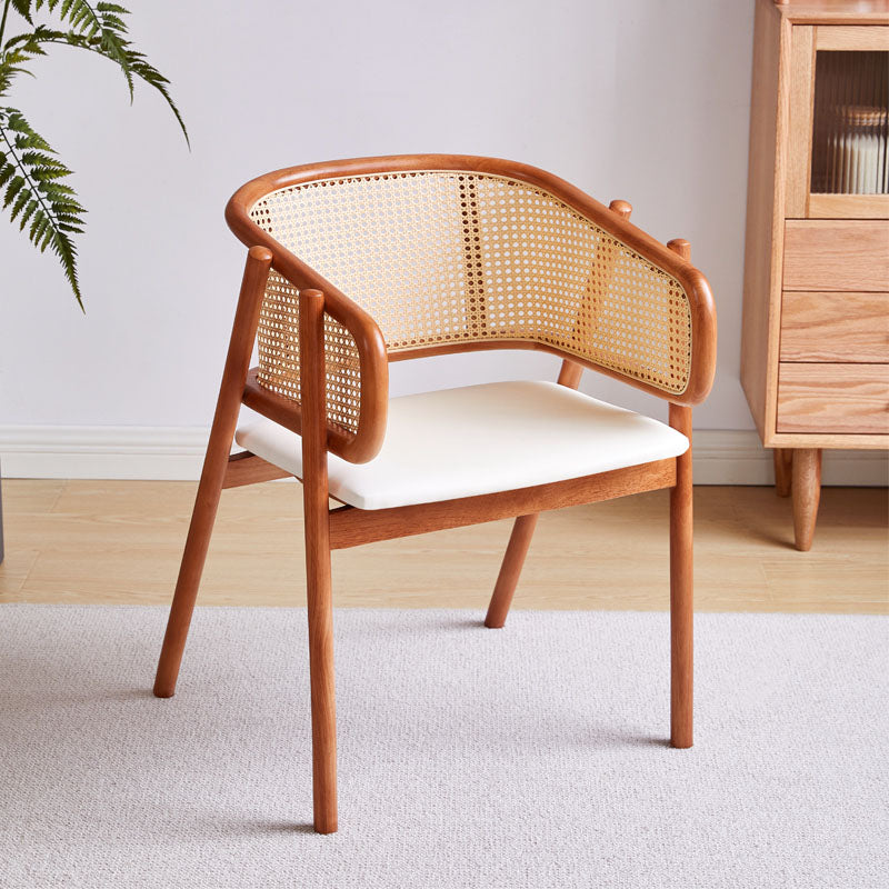 Contemporary Wood Home Dining Arm Chair Open Back Dining Side Chair Cherry Wood White Clearhalo 'Dining Chairs' 'Dining Tables & Seating' 'dining_chair' 'furn' 'furn_dining_chair' 'Furniture' 'furniture_dining_chair' 'Kitchen & Dining Furniture' 4832477