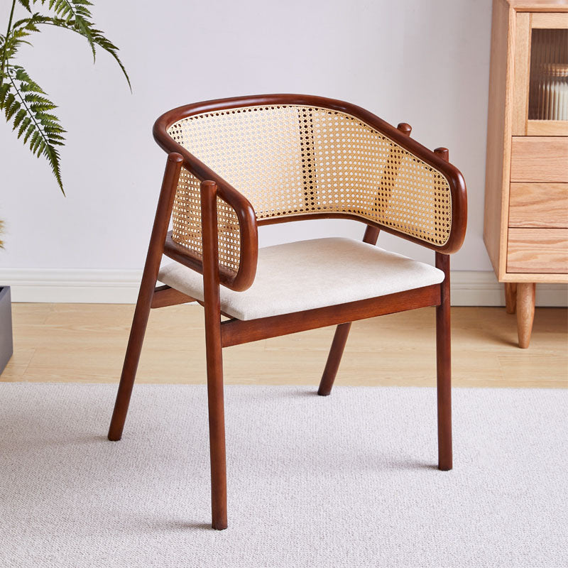 Contemporary Wood Home Dining Arm Chair Open Back Dining Side Chair Walnut Beige Clearhalo 'Dining Chairs' 'Dining Tables & Seating' 'dining_chair' 'furn' 'furn_dining_chair' 'Furniture' 'furniture_dining_chair' 'Kitchen & Dining Furniture' 4832481