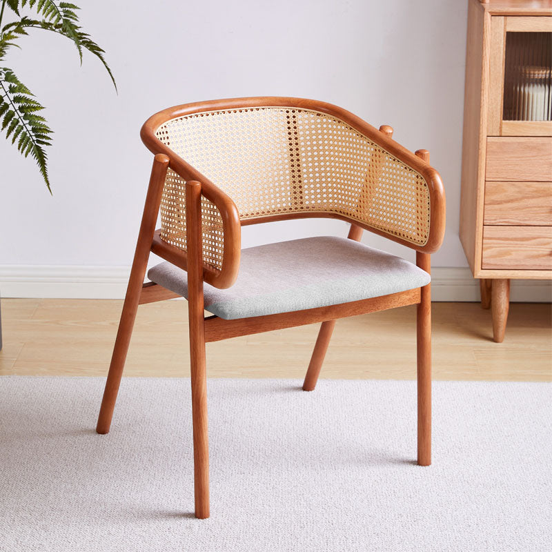 Contemporary Wood Home Dining Arm Chair Open Back Dining Side Chair Cherry Wood Gray Clearhalo 'Dining Chairs' 'Dining Tables & Seating' 'dining_chair' 'furn' 'furn_dining_chair' 'Furniture' 'furniture_dining_chair' 'Kitchen & Dining Furniture' 4832485