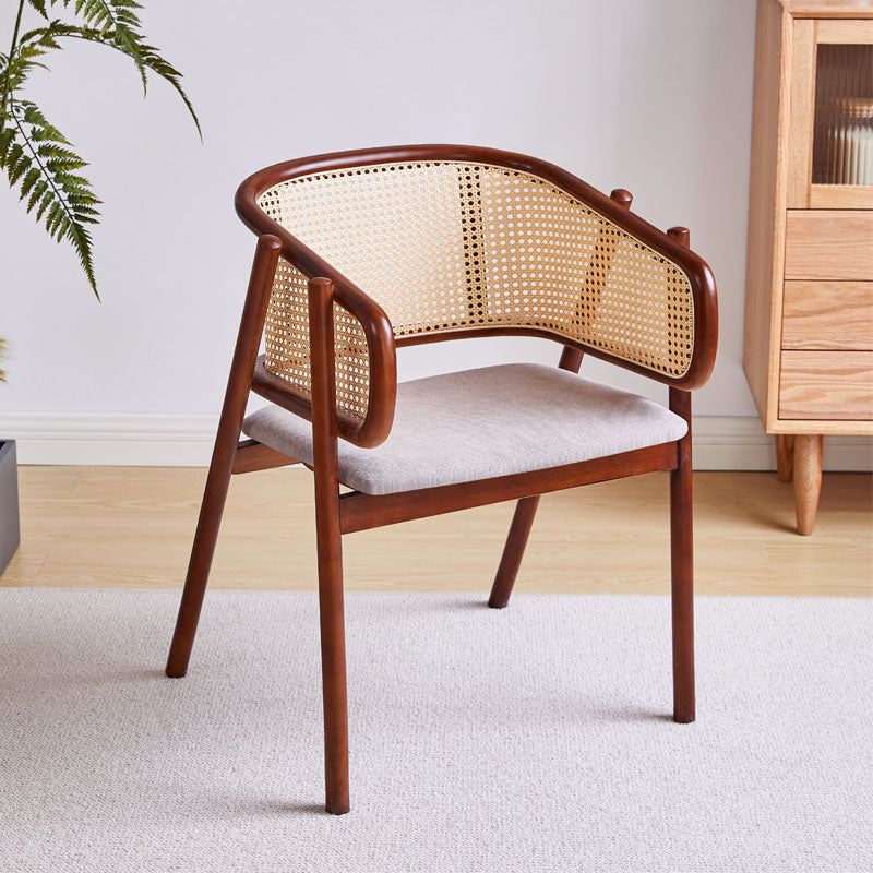 Contemporary Wood Home Dining Arm Chair Open Back Dining Side Chair Walnut Gray Clearhalo 'Dining Chairs' 'Dining Tables & Seating' 'dining_chair' 'furn' 'furn_dining_chair' 'Furniture' 'furniture_dining_chair' 'Kitchen & Dining Furniture' 4832490