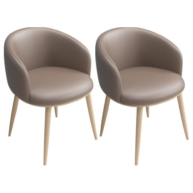 Modern Style Metal Arm Chair Upholstered Fabric Dining Side Chair(Set of 2) Khaki 2 Piece Set Clearhalo 'Dining Chairs' 'Dining Tables & Seating' 'dining_chair' 'furn' 'furn_dining_chair' 'Furniture' 'furniture_dining_chair' 'Kitchen & Dining Furniture' 4832495