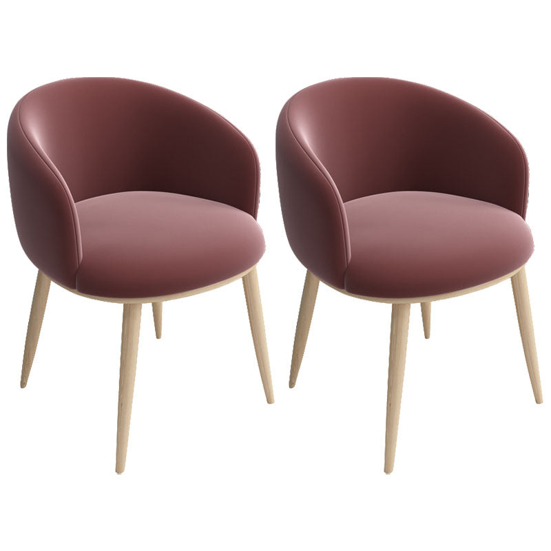 Modern Style Metal Arm Chair Upholstered Fabric Dining Side Chair(Set of 2) Burgundy 2 Piece Set Clearhalo 'Dining Chairs' 'Dining Tables & Seating' 'dining_chair' 'furn' 'furn_dining_chair' 'Furniture' 'furniture_dining_chair' 'Kitchen & Dining Furniture' 4832500