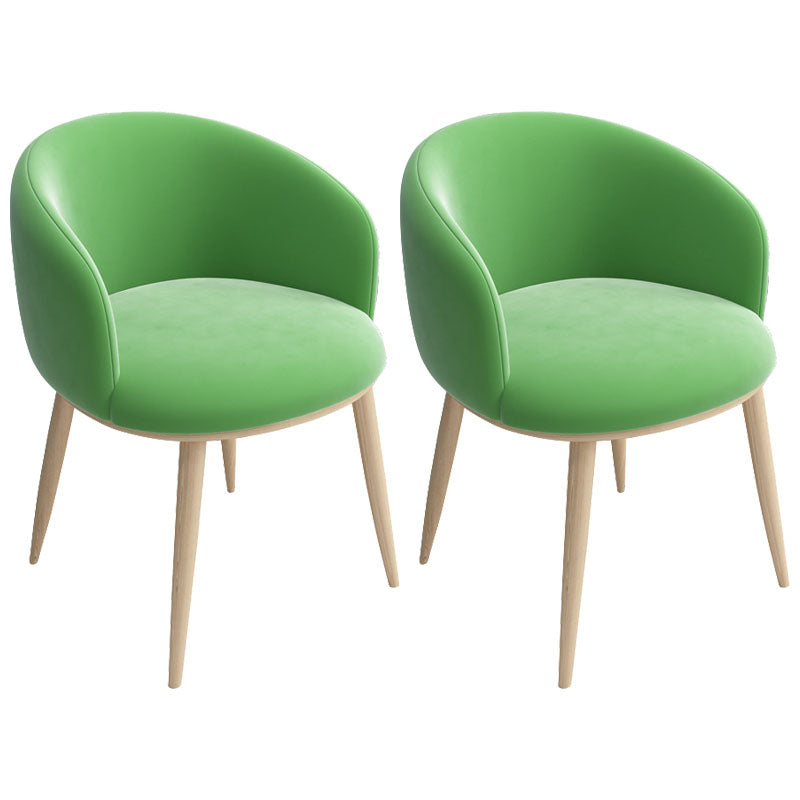 Modern Style Metal Arm Chair Upholstered Fabric Dining Side Chair(Set of 2) Green 2 Piece Set Clearhalo 'Dining Chairs' 'Dining Tables & Seating' 'dining_chair' 'furn' 'furn_dining_chair' 'Furniture' 'furniture_dining_chair' 'Kitchen & Dining Furniture' 4832505