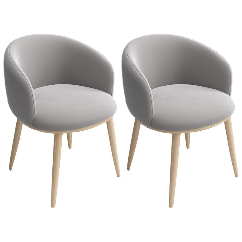 Modern Style Metal Arm Chair Upholstered Fabric Dining Side Chair(Set of 2) Grey 2 Piece Set Clearhalo 'Dining Chairs' 'Dining Tables & Seating' 'dining_chair' 'furn' 'furn_dining_chair' 'Furniture' 'furniture_dining_chair' 'Kitchen & Dining Furniture' 4832506
