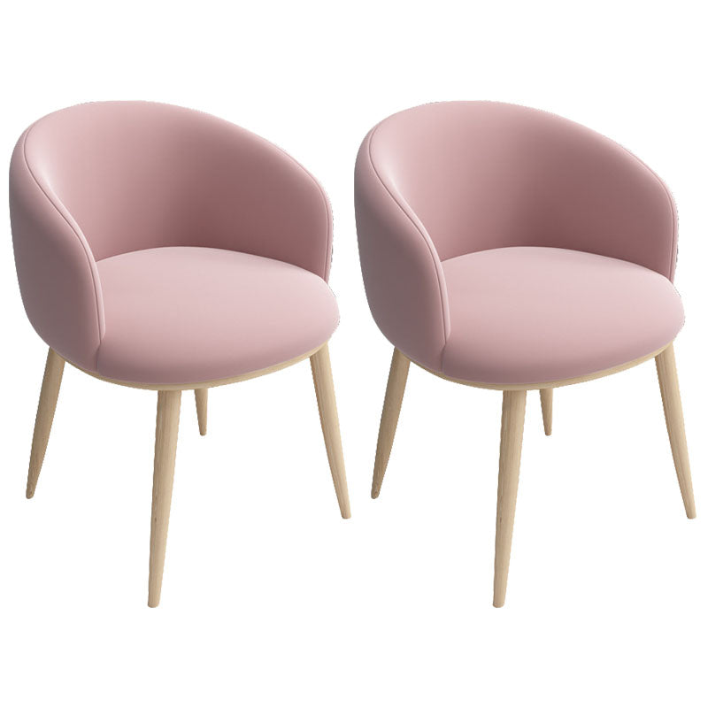 Modern Style Metal Arm Chair Upholstered Fabric Dining Side Chair(Set of 2) Rose Bloom 2 Piece Set Clearhalo 'Dining Chairs' 'Dining Tables & Seating' 'dining_chair' 'furn' 'furn_dining_chair' 'Furniture' 'furniture_dining_chair' 'Kitchen & Dining Furniture' 4832512