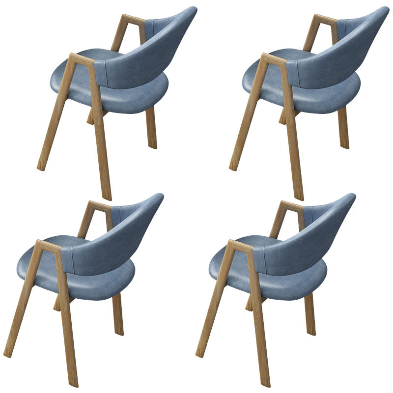 Modern Metal Arm Chair Open Back Dining Side Chair with Upholstered(Set of 4) Denim Blue 4 Piece Set Clearhalo 'Dining Chairs' 'Dining Tables & Seating' 'dining_chair' 'furn' 'furn_dining_chair' 'Furniture' 'furniture_dining_chair' 'Kitchen & Dining Furniture' 4832519