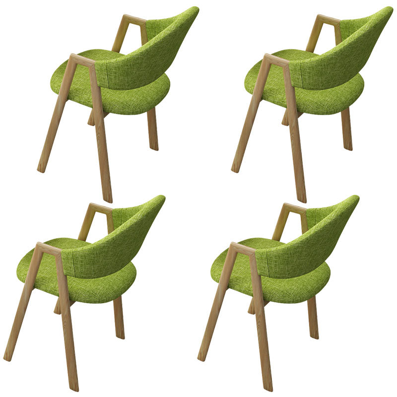 Modern Metal Arm Chair Open Back Dining Side Chair with Upholstered(Set of 4) Wood-Green 4 Piece Set Clearhalo 'Dining Chairs' 'Dining Tables & Seating' 'dining_chair' 'furn' 'furn_dining_chair' 'Furniture' 'furniture_dining_chair' 'Kitchen & Dining Furniture' 4832520