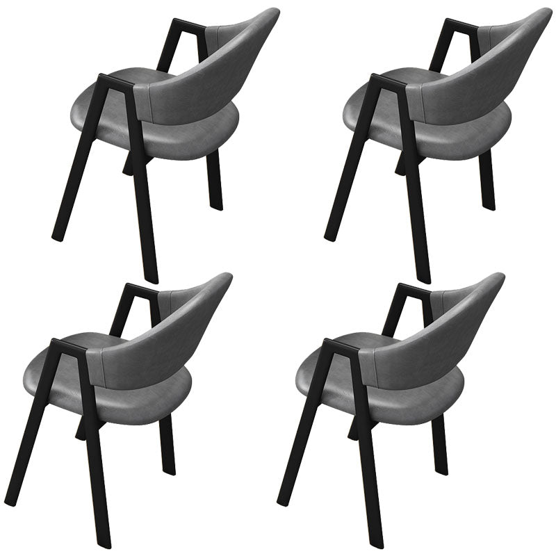 Modern Metal Arm Chair Open Back Dining Side Chair with Upholstered(Set of 4) Dark Gray 4 Piece Set Clearhalo 'Dining Chairs' 'Dining Tables & Seating' 'dining_chair' 'furn' 'furn_dining_chair' 'Furniture' 'furniture_dining_chair' 'Kitchen & Dining Furniture' 4832522