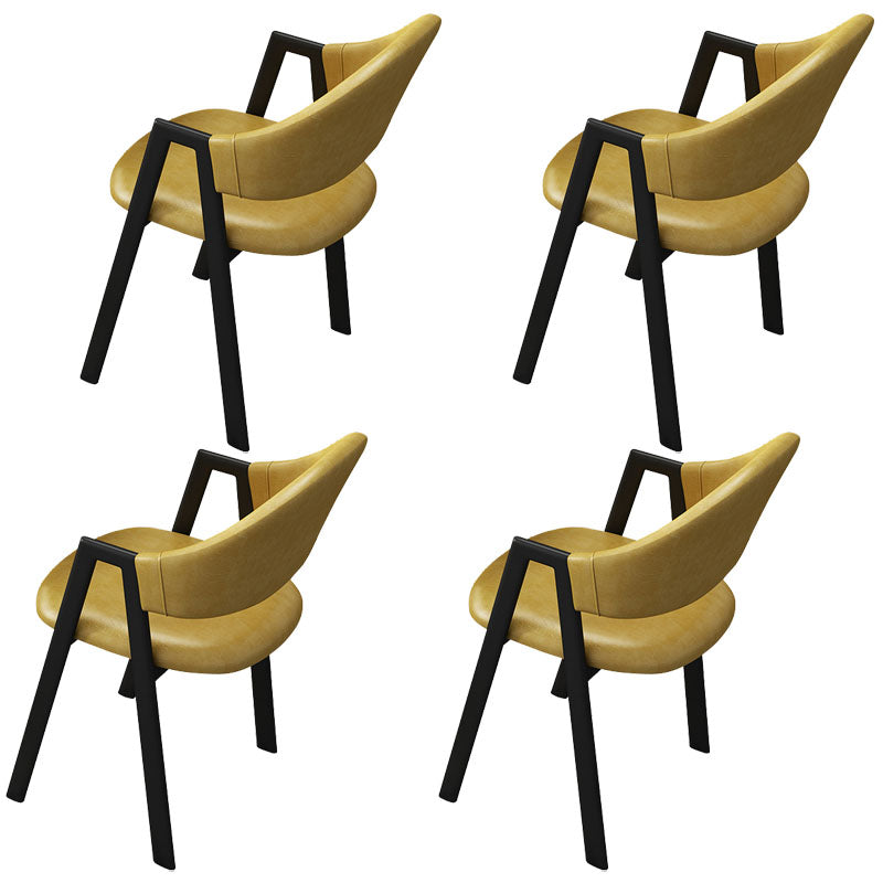 Modern Metal Arm Chair Open Back Dining Side Chair with Upholstered(Set of 4) Black-Yellow 4 Piece Set Clearhalo 'Dining Chairs' 'Dining Tables & Seating' 'dining_chair' 'furn' 'furn_dining_chair' 'Furniture' 'furniture_dining_chair' 'Kitchen & Dining Furniture' 4832525
