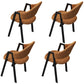 Modern Metal Arm Chair Open Back Dining Side Chair with Upholstered(Set of 4) Black-Orange 4 Piece Set Clearhalo 'Dining Chairs' 'Dining Tables & Seating' 'dining_chair' 'furn' 'furn_dining_chair' 'Furniture' 'furniture_dining_chair' 'Kitchen & Dining Furniture' 4832532