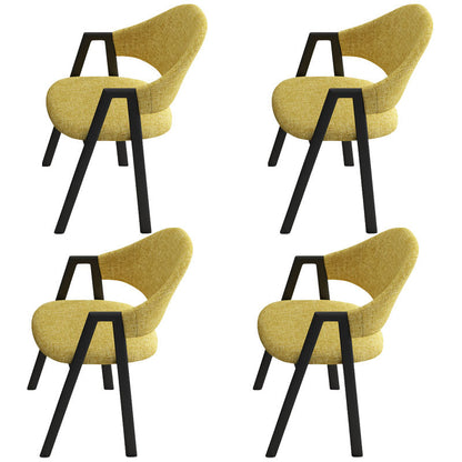 Modern Metal Arm Chair Open Back Dining Side Chair with Upholstered(Set of 4) Yellow 4 Piece Set Clearhalo 'Dining Chairs' 'Dining Tables & Seating' 'dining_chair' 'furn' 'furn_dining_chair' 'Furniture' 'furniture_dining_chair' 'Kitchen & Dining Furniture' 4832536