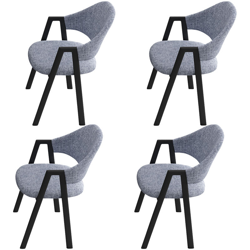 Modern Metal Arm Chair Open Back Dining Side Chair with Upholstered(Set of 4) Blue 4 Piece Set Clearhalo 'Dining Chairs' 'Dining Tables & Seating' 'dining_chair' 'furn' 'furn_dining_chair' 'Furniture' 'furniture_dining_chair' 'Kitchen & Dining Furniture' 4832539