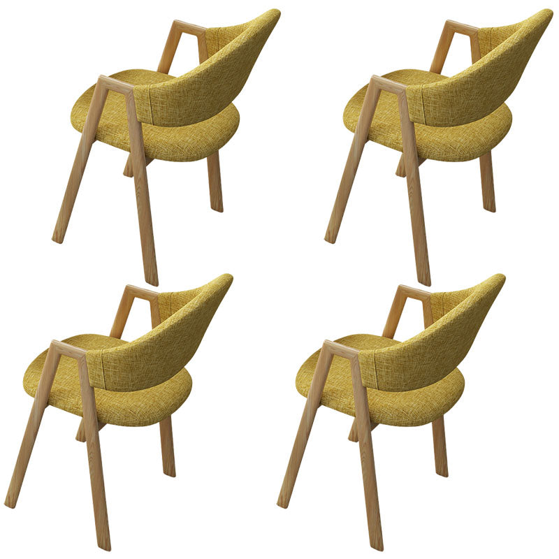 Modern Metal Arm Chair Open Back Dining Side Chair with Upholstered(Set of 4) Lemon Yellow 4 Piece Set Clearhalo 'Dining Chairs' 'Dining Tables & Seating' 'dining_chair' 'furn' 'furn_dining_chair' 'Furniture' 'furniture_dining_chair' 'Kitchen & Dining Furniture' 4832540