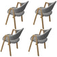 Modern Metal Arm Chair Open Back Dining Side Chair with Upholstered(Set of 4) Wood-Light Grey 4 Piece Set Clearhalo 'Dining Chairs' 'Dining Tables & Seating' 'dining_chair' 'furn' 'furn_dining_chair' 'Furniture' 'furniture_dining_chair' 'Kitchen & Dining Furniture' 4832541