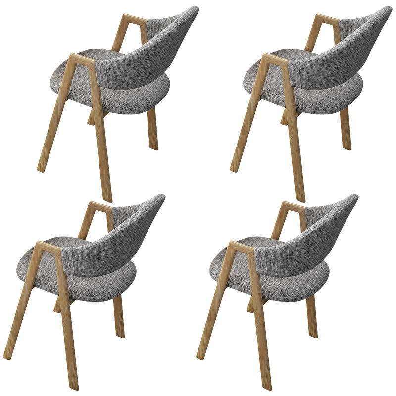 Modern Metal Arm Chair Open Back Dining Side Chair with Upholstered(Set of 4) Wood-Light Grey 4 Piece Set Clearhalo 'Dining Chairs' 'Dining Tables & Seating' 'dining_chair' 'furn' 'furn_dining_chair' 'Furniture' 'furniture_dining_chair' 'Kitchen & Dining Furniture' 4832541