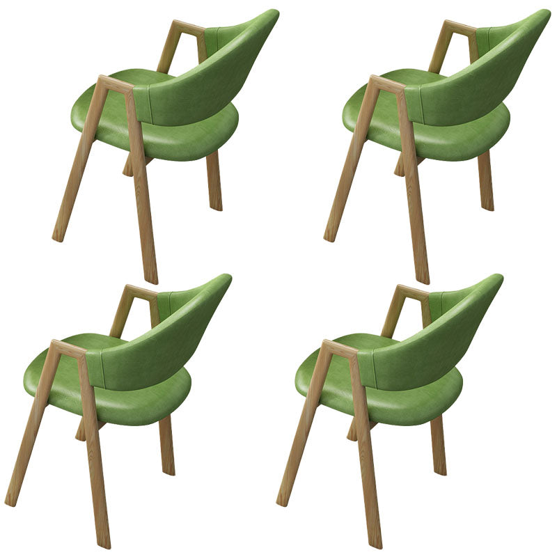 Modern Metal Arm Chair Open Back Dining Side Chair with Upholstered(Set of 4) Green 4 Piece Set Clearhalo 'Dining Chairs' 'Dining Tables & Seating' 'dining_chair' 'furn' 'furn_dining_chair' 'Furniture' 'furniture_dining_chair' 'Kitchen & Dining Furniture' 4832542