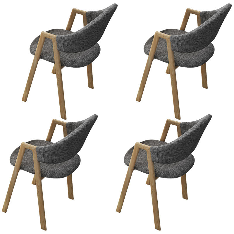 Modern Metal Arm Chair Open Back Dining Side Chair with Upholstered(Set of 4) Black-Dark Gray 4 Piece Set Clearhalo 'Dining Chairs' 'Dining Tables & Seating' 'dining_chair' 'furn' 'furn_dining_chair' 'Furniture' 'furniture_dining_chair' 'Kitchen & Dining Furniture' 4832543