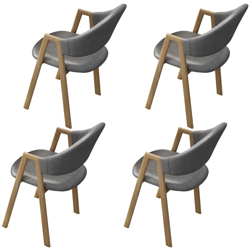 Modern Metal Arm Chair Open Back Dining Side Chair with Upholstered(Set of 4) Wood-Grey 4 Piece Set Clearhalo 'Dining Chairs' 'Dining Tables & Seating' 'dining_chair' 'furn' 'furn_dining_chair' 'Furniture' 'furniture_dining_chair' 'Kitchen & Dining Furniture' 4832544