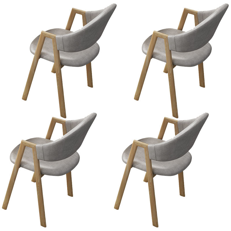 Modern Metal Arm Chair Open Back Dining Side Chair with Upholstered(Set of 4) Grey 4 Piece Set Clearhalo 'Dining Chairs' 'Dining Tables & Seating' 'dining_chair' 'furn' 'furn_dining_chair' 'Furniture' 'furniture_dining_chair' 'Kitchen & Dining Furniture' 4832546