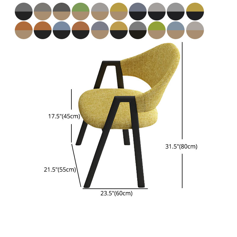 Modern Metal Arm Chair Open Back Dining Side Chair with Upholstered(Set of 4) Clearhalo 'Dining Chairs' 'Dining Tables & Seating' 'dining_chair' 'furn' 'furn_dining_chair' 'Furniture' 'furniture_dining_chair' 'Kitchen & Dining Furniture' 4832547