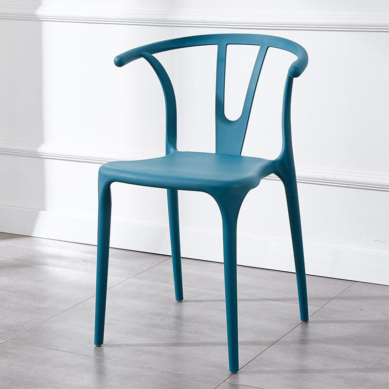 Contemporary Plastic Kitchen and Dining Room Chair Slat Back Side Chair Dark Blue 1 Piece Clearhalo 'Dining Chairs' 'Dining Tables & Seating' 'dining_chair' 'furn' 'furn_dining_chair' 'Furniture' 'furniture_dining_chair' 'Kitchen & Dining Furniture' 4832549