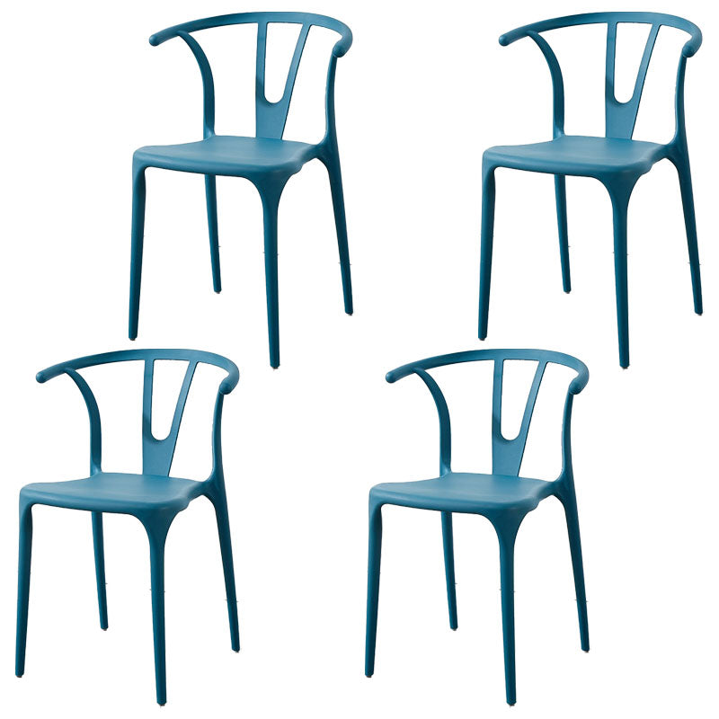 Contemporary Plastic Kitchen and Dining Room Chair Slat Back Side Chair Dark Blue 4 Piece Set Clearhalo 'Dining Chairs' 'Dining Tables & Seating' 'dining_chair' 'furn' 'furn_dining_chair' 'Furniture' 'furniture_dining_chair' 'Kitchen & Dining Furniture' 4832552
