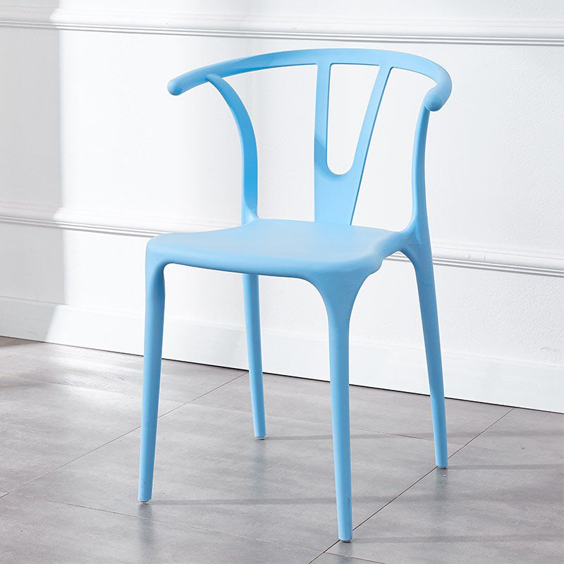 Contemporary Plastic Kitchen and Dining Room Chair Slat Back Side Chair Sky Blue 1 Piece Clearhalo 'Dining Chairs' 'Dining Tables & Seating' 'dining_chair' 'furn' 'furn_dining_chair' 'Furniture' 'furniture_dining_chair' 'Kitchen & Dining Furniture' 4832554