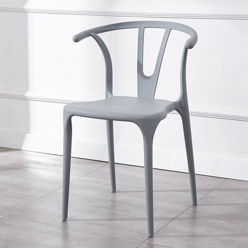 Contemporary Plastic Kitchen and Dining Room Chair Slat Back Side Chair Light Gray 1 Piece Clearhalo 'Dining Chairs' 'Dining Tables & Seating' 'dining_chair' 'furn' 'furn_dining_chair' 'Furniture' 'furniture_dining_chair' 'Kitchen & Dining Furniture' 4832560