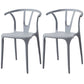 Contemporary Plastic Kitchen and Dining Room Chair Slat Back Side Chair Light Gray 2 Piece Set Clearhalo 'Dining Chairs' 'Dining Tables & Seating' 'dining_chair' 'furn' 'furn_dining_chair' 'Furniture' 'furniture_dining_chair' 'Kitchen & Dining Furniture' 4832562