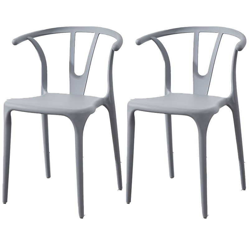 Contemporary Plastic Kitchen and Dining Room Chair Slat Back Side Chair Light Gray 2 Piece Set Clearhalo 'Dining Chairs' 'Dining Tables & Seating' 'dining_chair' 'furn' 'furn_dining_chair' 'Furniture' 'furniture_dining_chair' 'Kitchen & Dining Furniture' 4832562
