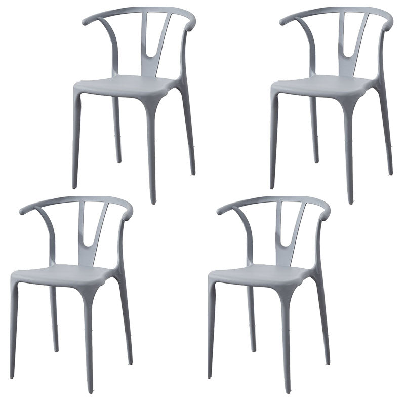 Contemporary Plastic Kitchen and Dining Room Chair Slat Back Side Chair Light Gray 4 Piece Set Clearhalo 'Dining Chairs' 'Dining Tables & Seating' 'dining_chair' 'furn' 'furn_dining_chair' 'Furniture' 'furniture_dining_chair' 'Kitchen & Dining Furniture' 4832564