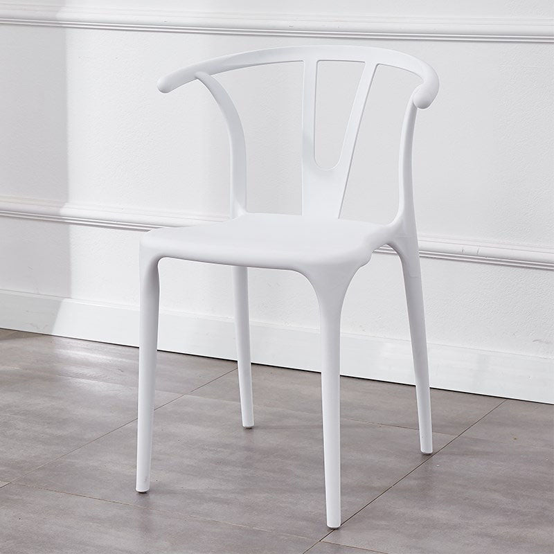 Contemporary Plastic Kitchen and Dining Room Chair Slat Back Side Chair White 1 Piece Clearhalo 'Dining Chairs' 'Dining Tables & Seating' 'dining_chair' 'furn' 'furn_dining_chair' 'Furniture' 'furniture_dining_chair' 'Kitchen & Dining Furniture' 4832566